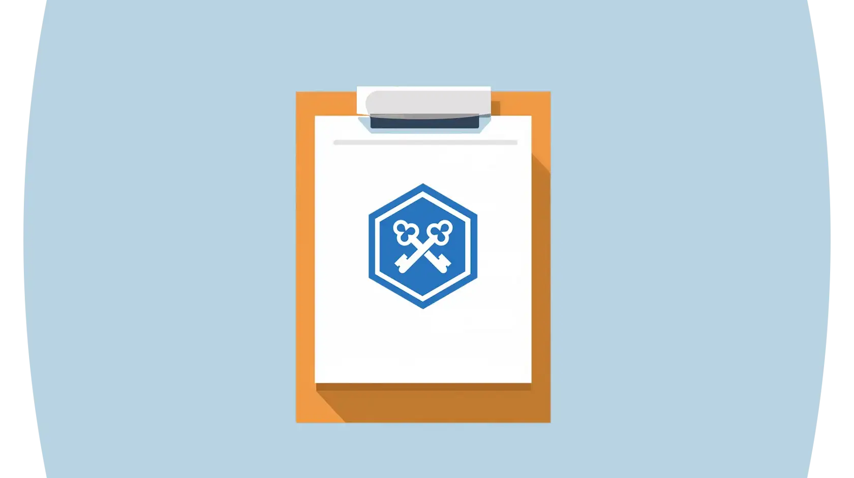 Illustration of a clipboard with the Tontine Trust logo in the middle with a grey background