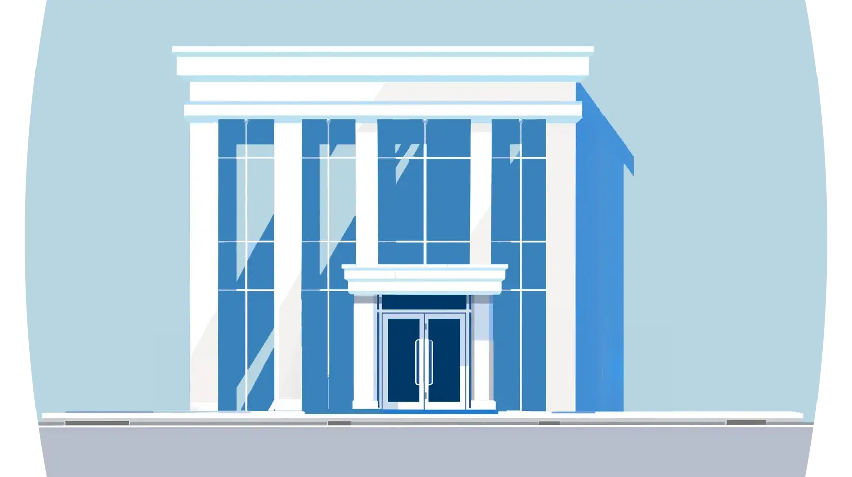Illustration of a bank against a light blue background