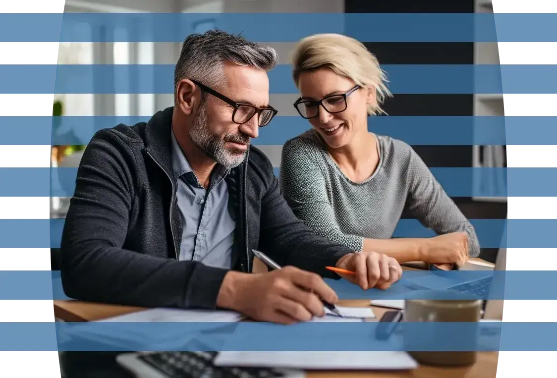 Two colleagues discussing finances