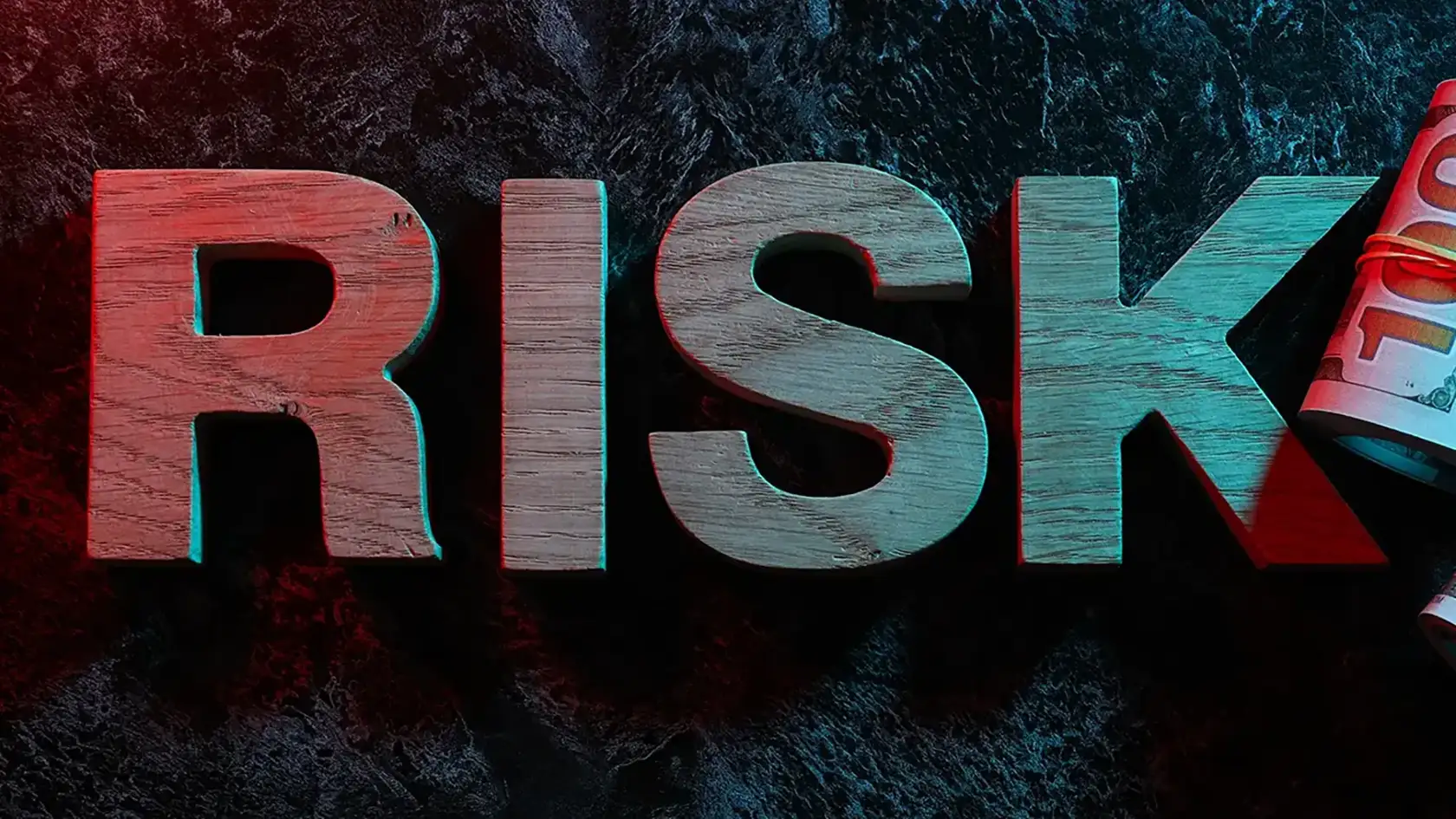 'Risk' word letters made from wood